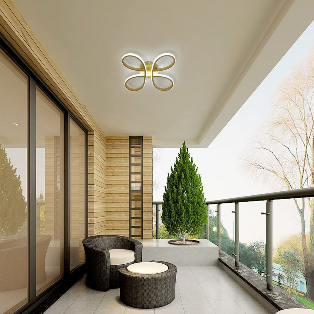 Comely Plafonnier LED Moderne, 30W 3400LM Lampe de Plafond, Luminaire Plafonnier Forme de Fleur pour Couloir, Balcon, Chambre, Salon, Salle à Manger, Lumière Blanche 6500k, 30cm, Doré