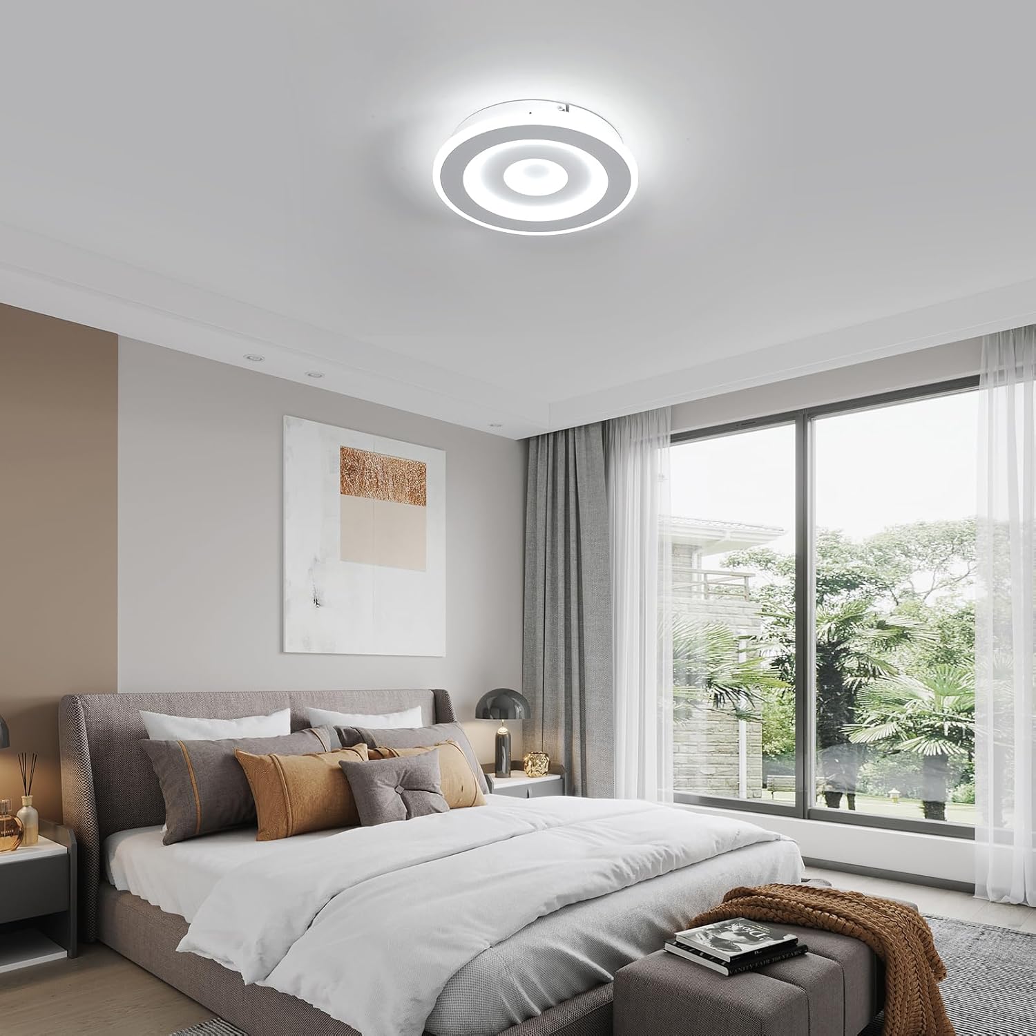 Comely Plafonnier LED Rond Moderne, 28W 28cm Lampe de Plafond LED, Blanc Luminaire Plafonnier Intérieur pour Chambre à Coucher, Salon, Couloir, Lumière Blanche Froide 6500K
