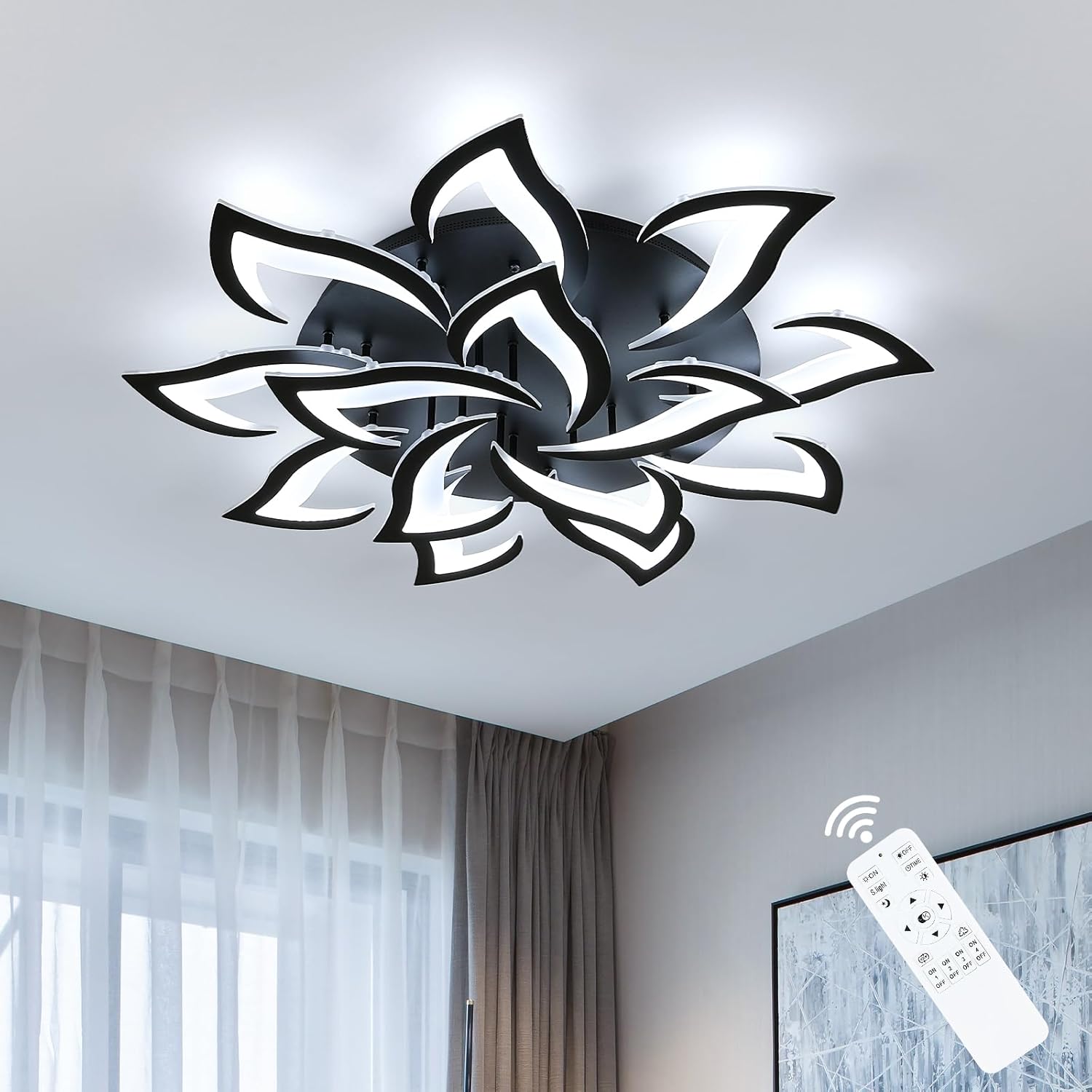 Ceiling Light - Black Acrylic Frame, Tunable and Dimmable