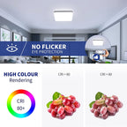Ceiling Light - White Plastic Frame, White Light