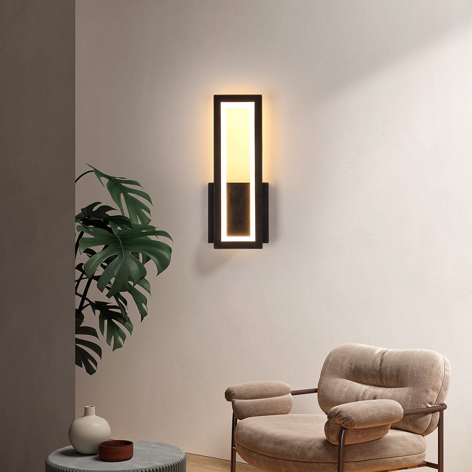Wall Light - Black Acrylic Frame, Warm Light