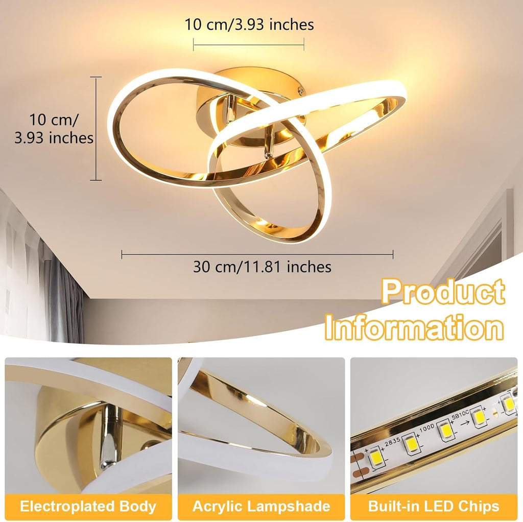 Ceiling Light - Gold Aluminium Frame, Warm Light