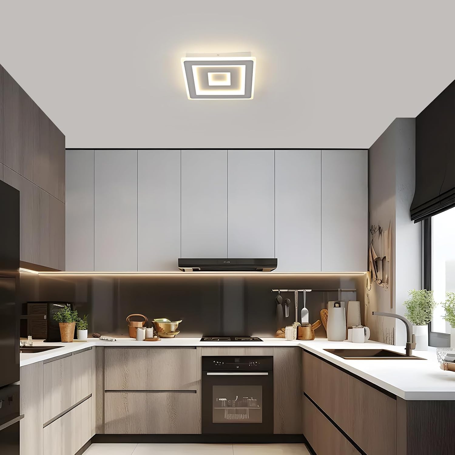 Comely Plafonnier LED Carré Moderne, 52W Lampe de Plafond LED, Acrylique Luminaire Plafonnier Intérieur Blanc pour Chambre à Coucher, Salon, Couloir, Lumière Naturelle 4500K, 40cm