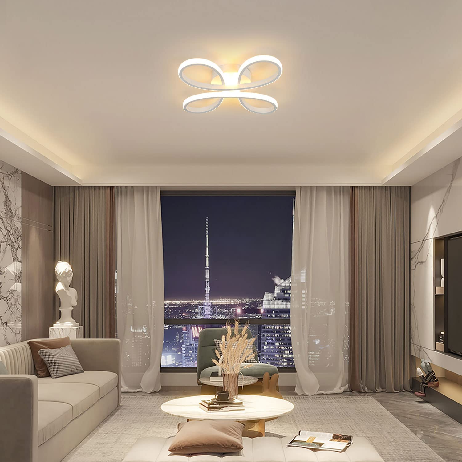 Ceiling Light - White Aluminium Frame, Warm Light