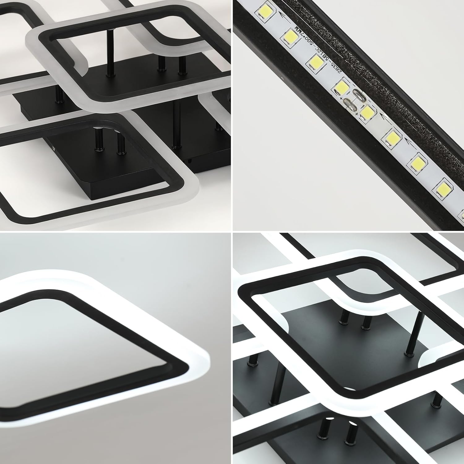 Ceiling Light - Black Acrylic Frame, White Light