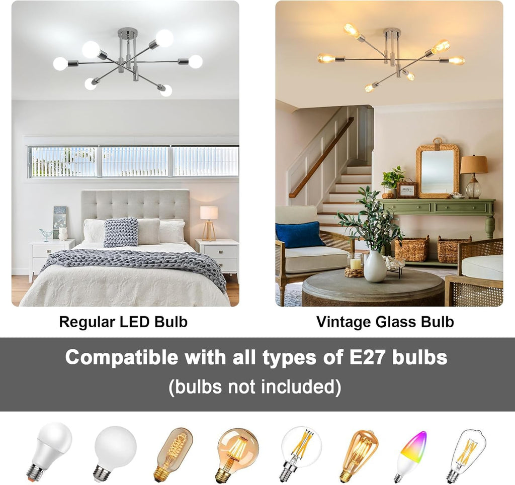 Ceiling Light - Chrome Metal Frame