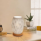Comely Lampe de Table de Chevet pour Salon de Chambre, Blanc Base de Cage Métal Moderne en Bois E27 Petite Lumière Décorative Latérale d'intérieur (Ampoule Non Incluse) (Classe énergétique E