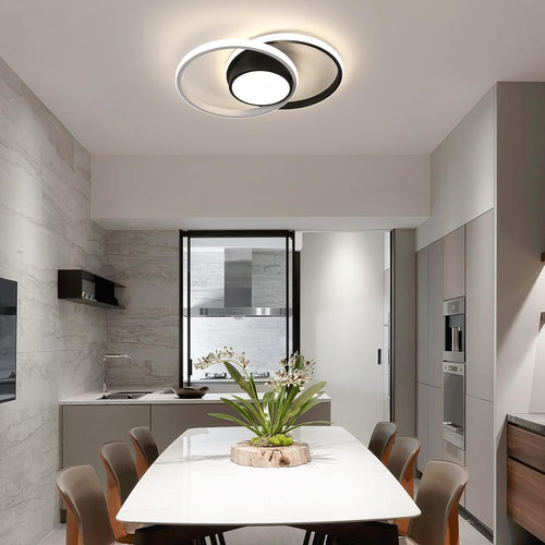 Ceiling Light - Black & White Metal Frame, Natural Light