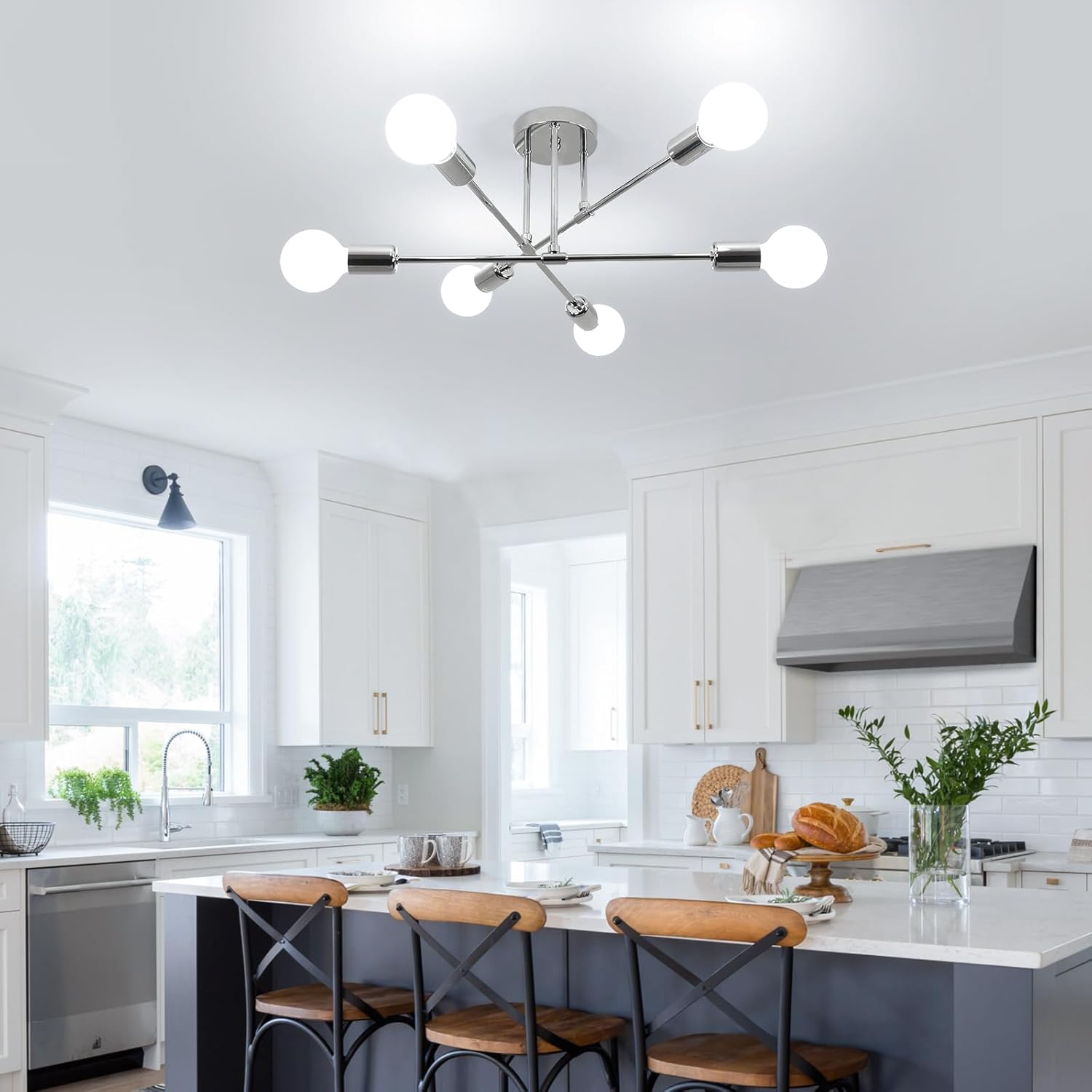 Ceiling Light - Chrome Metal Frame