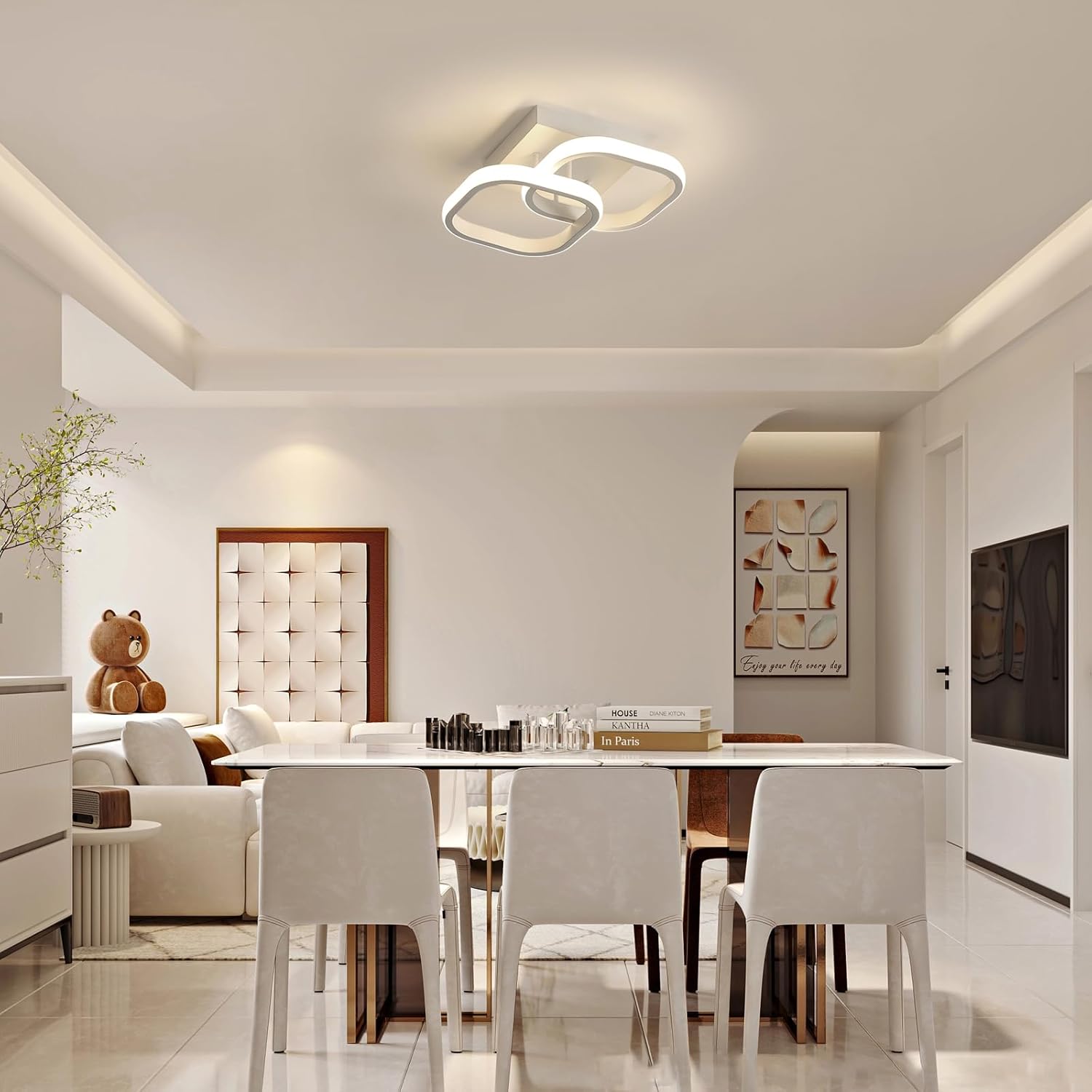 Comely Lot de 2 Plafonniers LED Modernes, 24W 2700LM Petit Plafonnier LED Carré Luminaires Intérieur pour Chambre Salon Allée Couloir Balcon, Lumière Naturelle 4500K, Blanc 24cm
