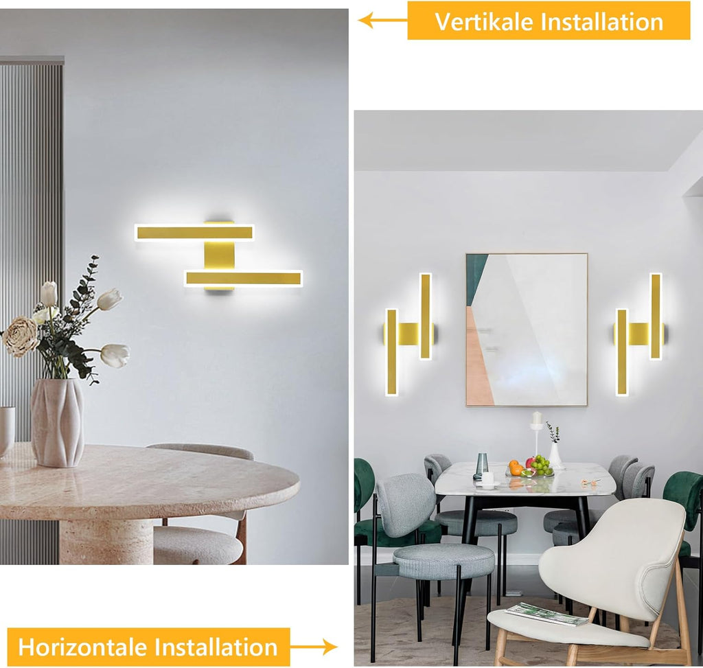Applique - Cornice acrilica dorata, Luce bianca