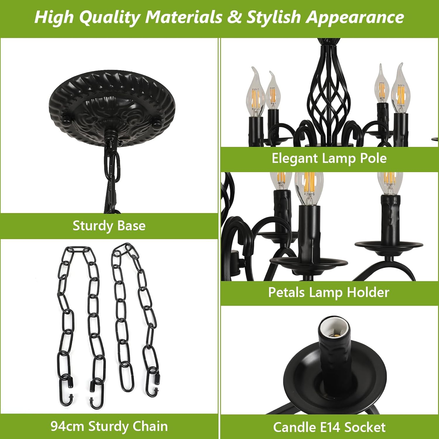 Chandeliers - Black Metal Frame