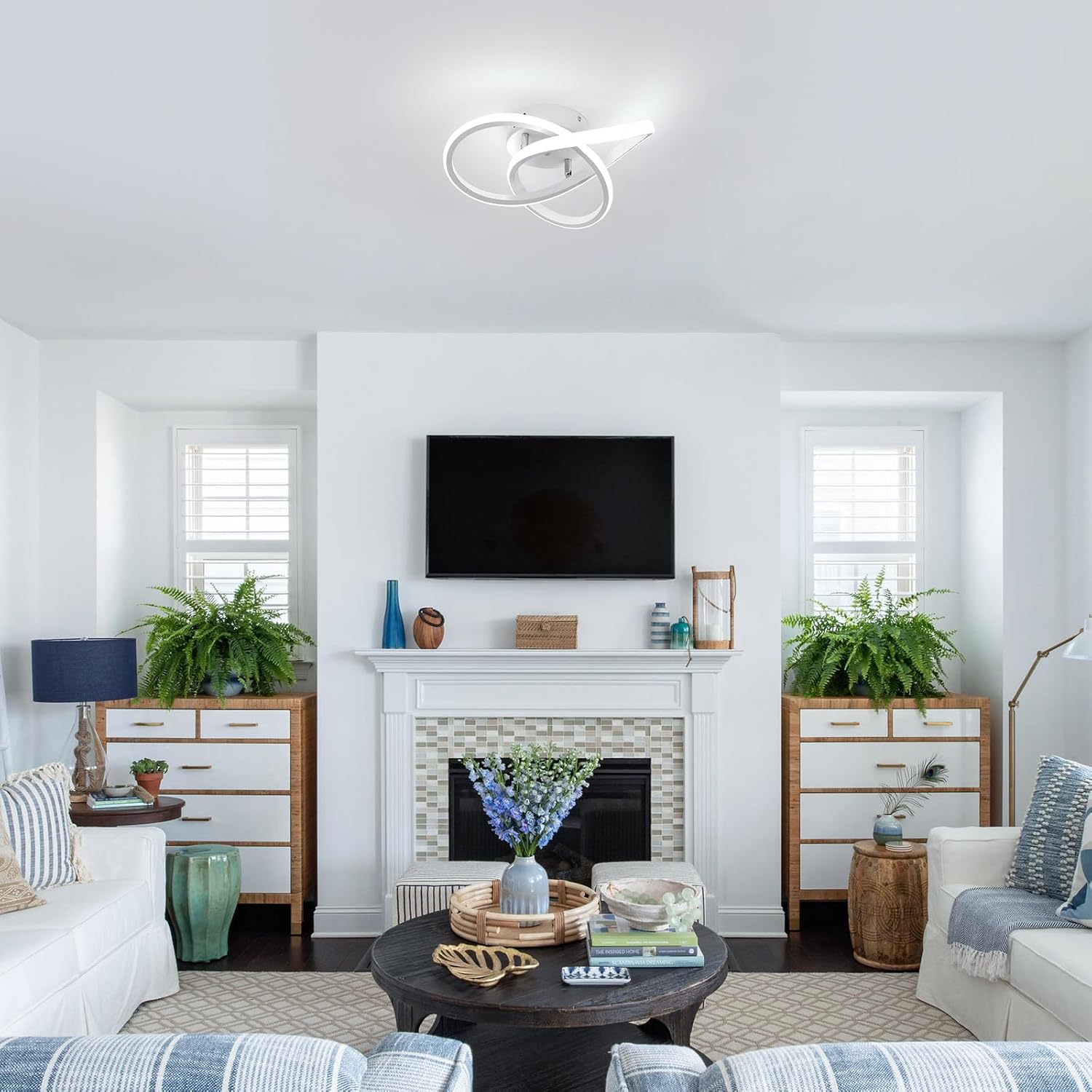 Ceiling Light - White Aluminium Frame, White Light