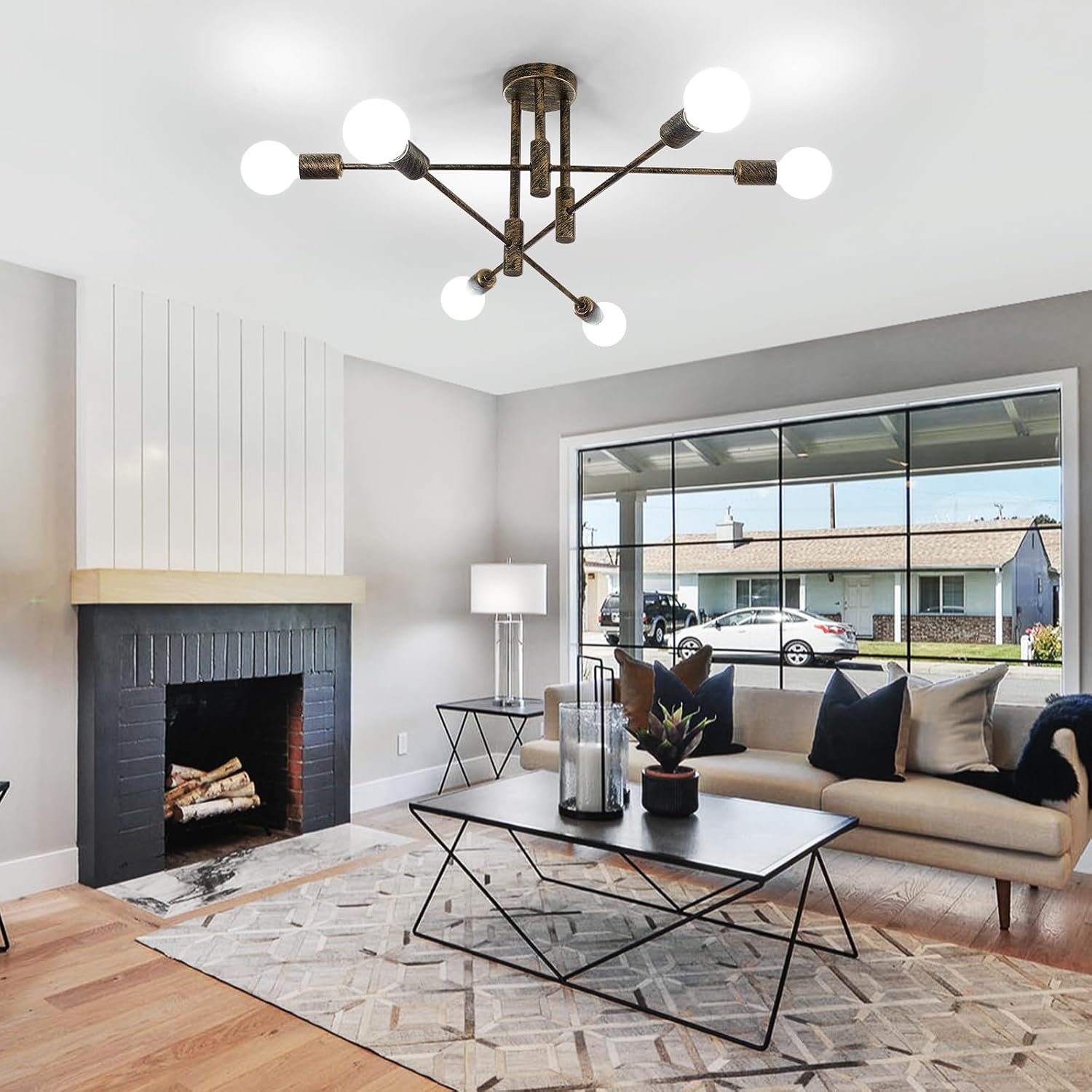 Ceiling Light - Gold Bronze Metal Frame