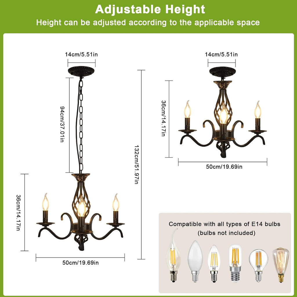 Chandeliers - Black Metal Frame