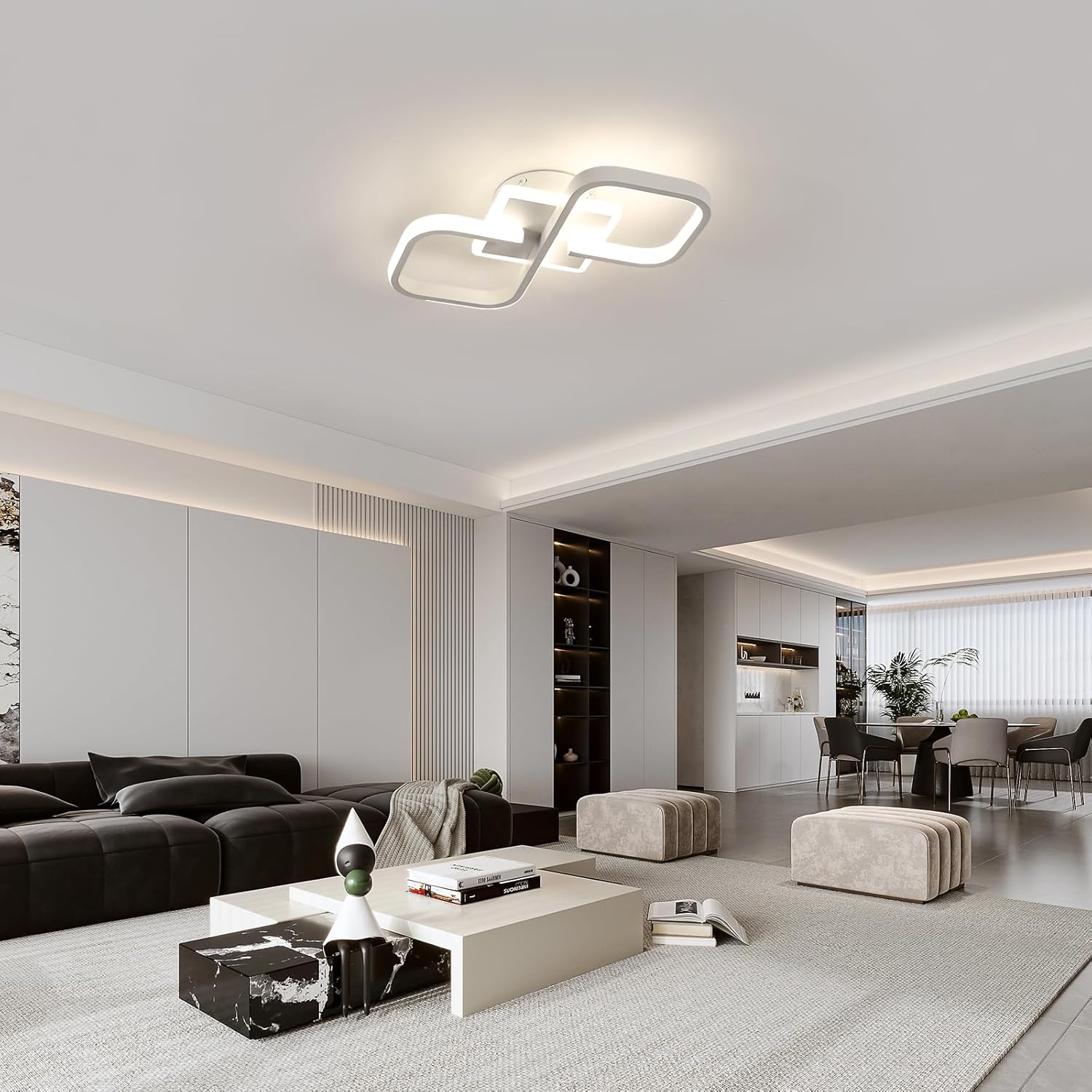 Comely Plafonnier LED, 36W 4000LM Lampe de Plafond Carré, Blanc Luminaire Plafonnier Moderne Acrylique pour Couloir Salle de Bains Cuisine Salon, Lumière Naturelle 4500K