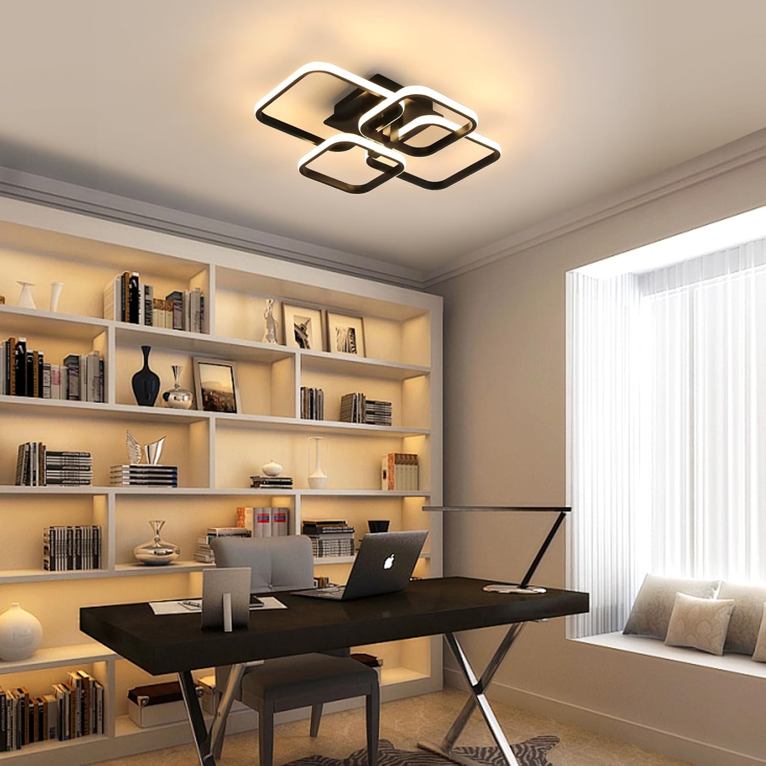 Ceiling Light - Black Aluminium Frame, Tunable and Dimmable