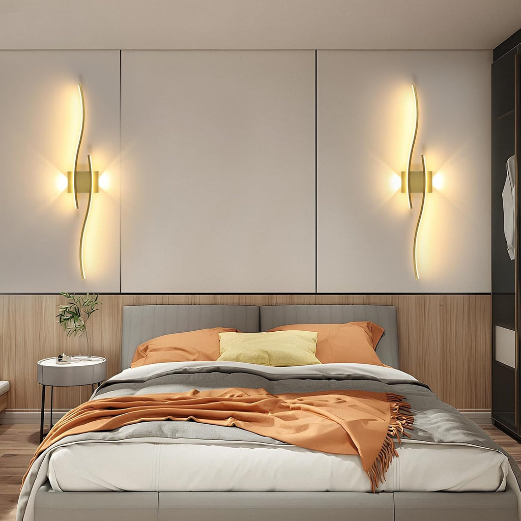 Lampada da Parete - Struttura in Alluminio Dorato, Luce Calda