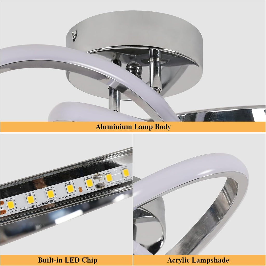Ceiling Light - Chrome Aluminium Frame, Natural Light