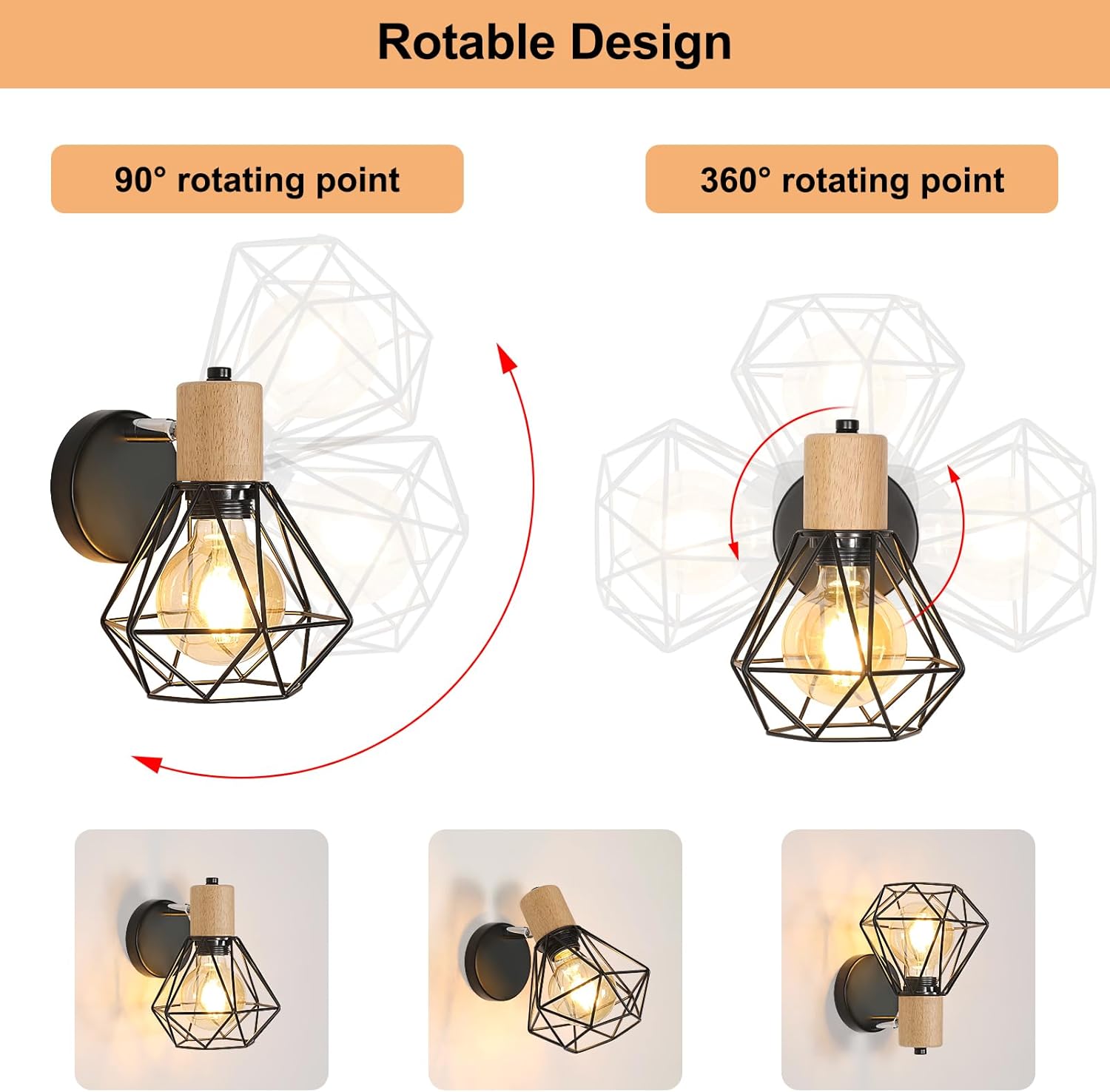 Wall Light - Wood Metal Frame