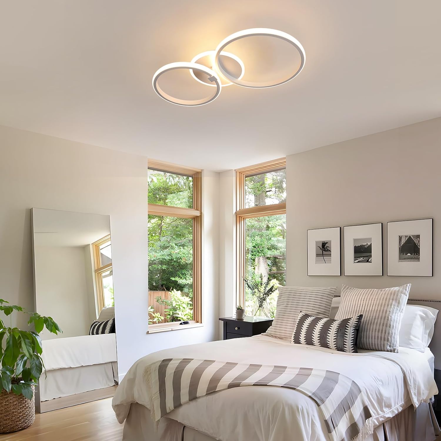 Ceiling Light - White Acrylic Frame, Warm Light