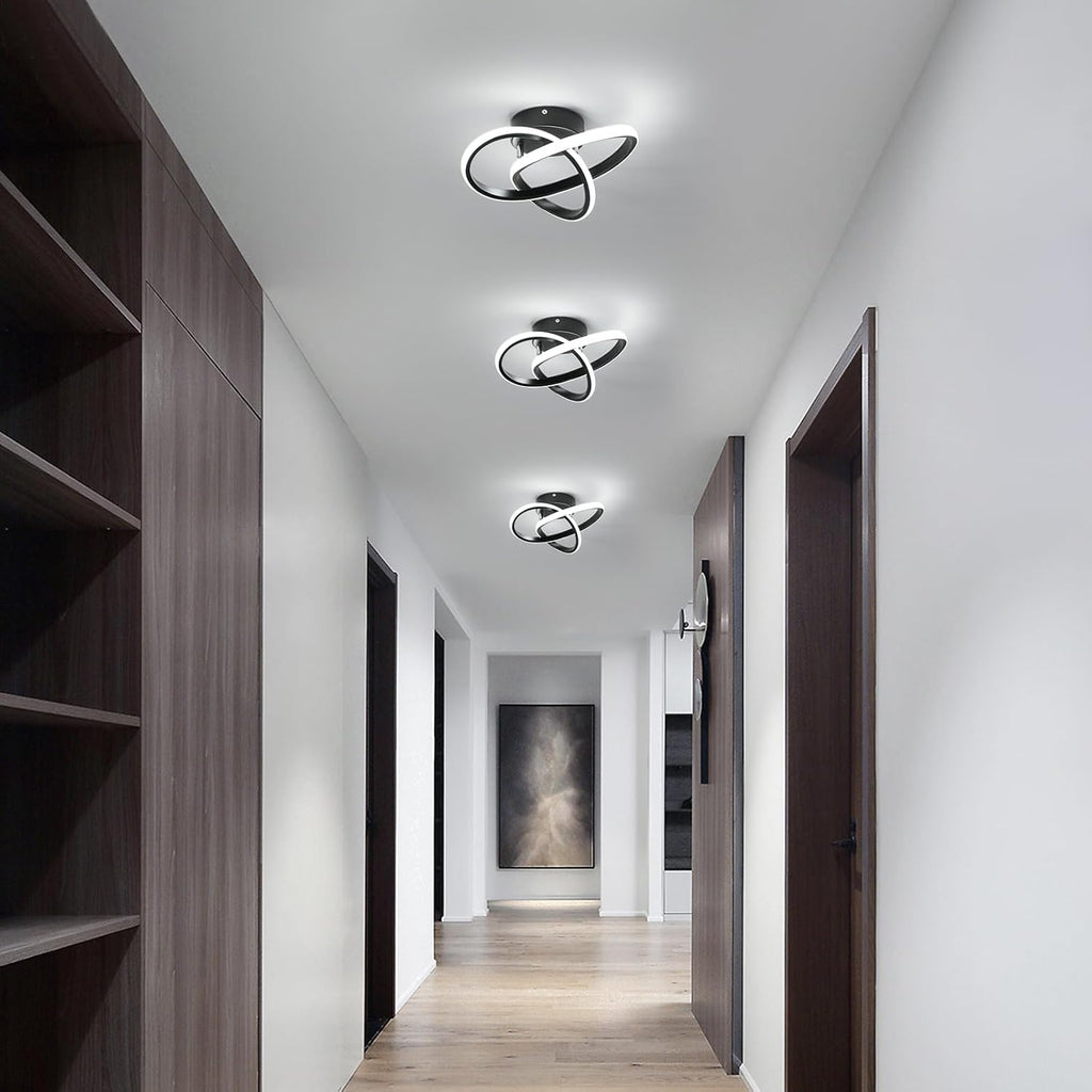 Comely Plafonnier LED Moderne, Luminaire Plafonnier Noir 30W 3375LM, Lampe de Plafond en Forme de Fleur pour Chambre à Coucher, Couloir, Cuisine, Salle de Bain, Lumière Blanche Froide 6500K Dia 30cm