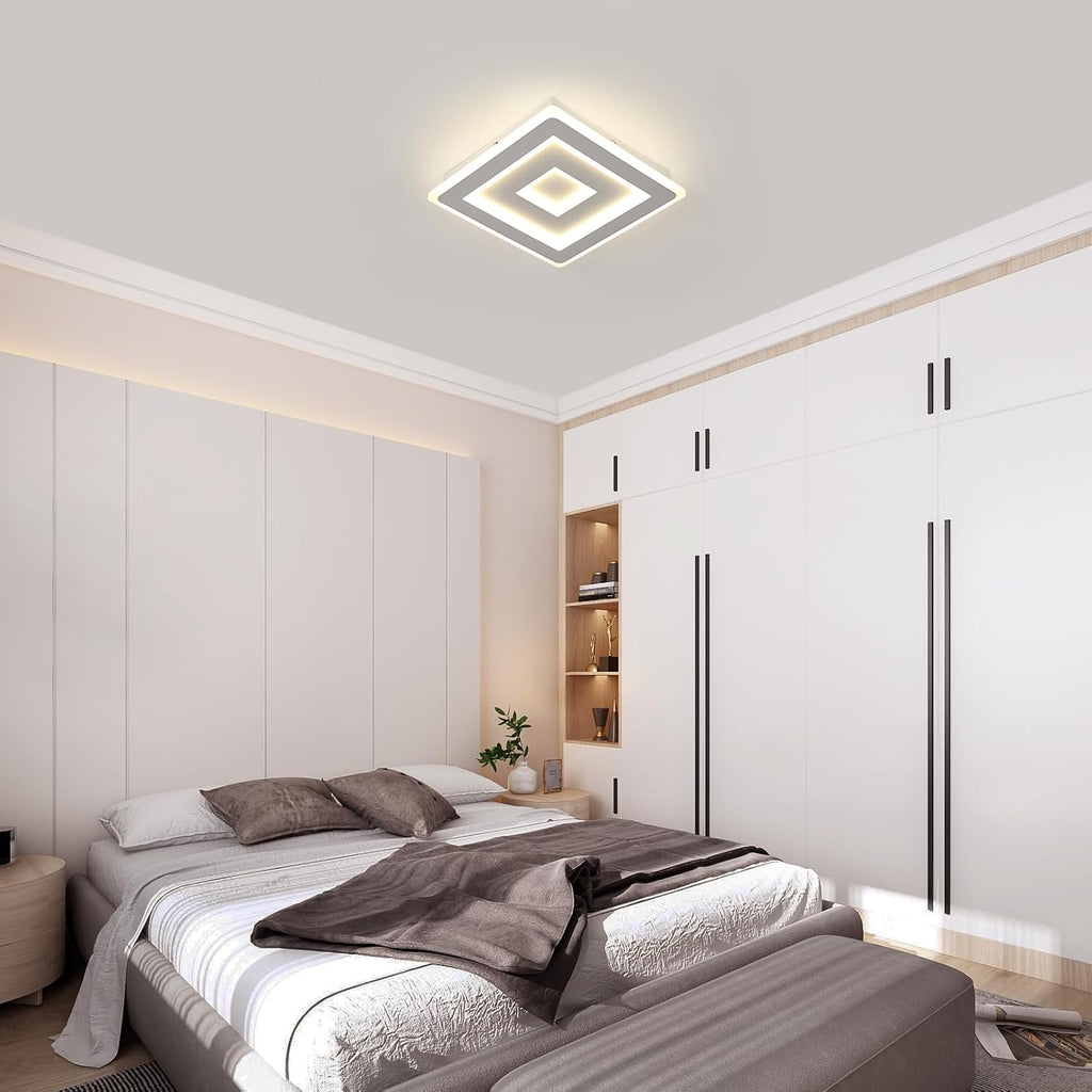 Comely Plafonnier LED Carré Moderne, 52W Lampe de Plafond LED, Acrylique Luminaire Plafonnier Intérieur Blanc pour Chambre à Coucher, Salon, Couloir, Lumière Naturelle 4500K, 40cm