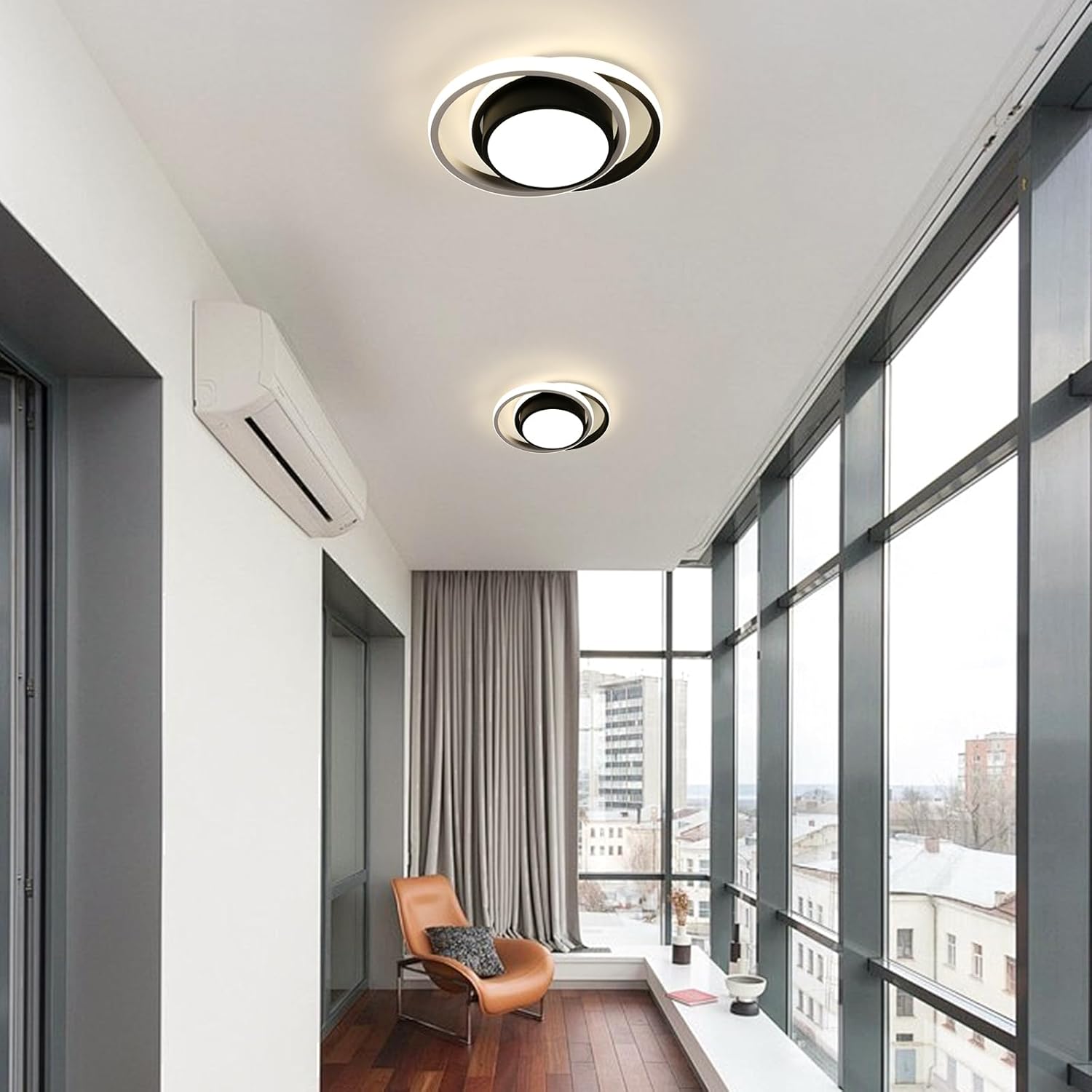 Deckenleuchte - Rahmen aus Schwarz-Weiß-Aluminium, Naturlicht