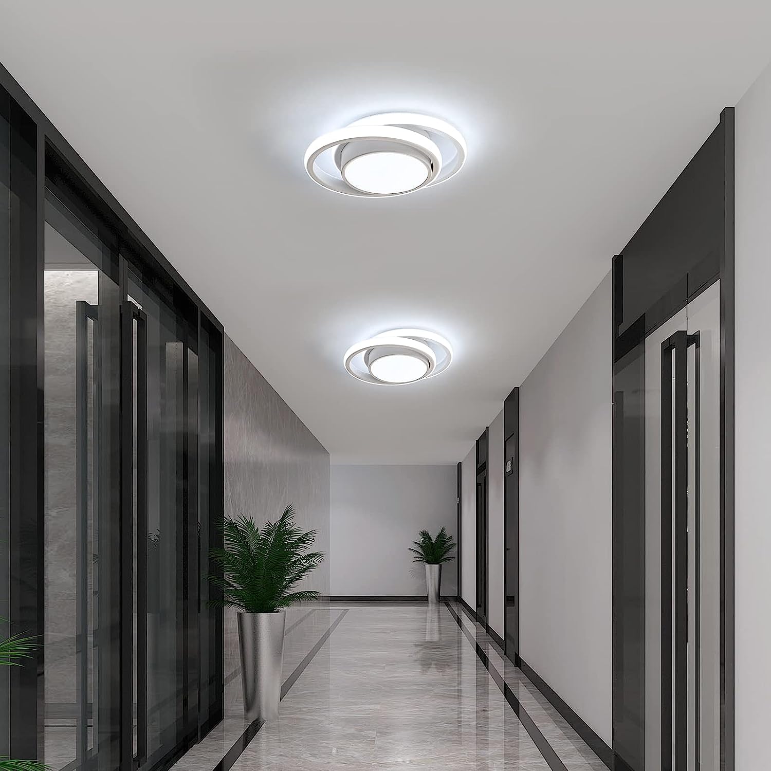 Comely 2 Pièces Plafonniers LED Moderne pour Chambre, Cuisine, Couloir, 32W 2350LM Luminaire Plafond, Rond Lampe LED Plafond, Blanc Froid 6500K, Diamètre 28cm, Blanc