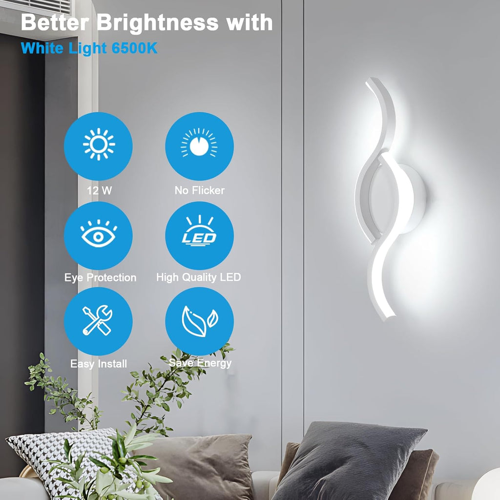 Wall Light - White Aluminium Frame, White Light