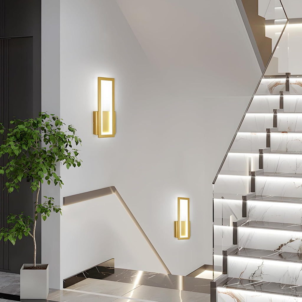 Wall Light - Gold Acrylic Frame, White Light