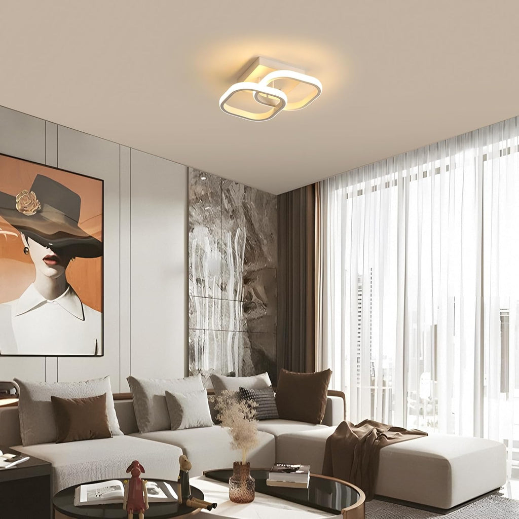 Comely Lot de 2 Plafonniers LED Modernes, 24W 2700LM Petit Plafonnier LED Carré Luminaires Intérieur pour Chambre Salon Allée Couloir Balcon, Lumière Chaude 3000K, Blanc 24cm