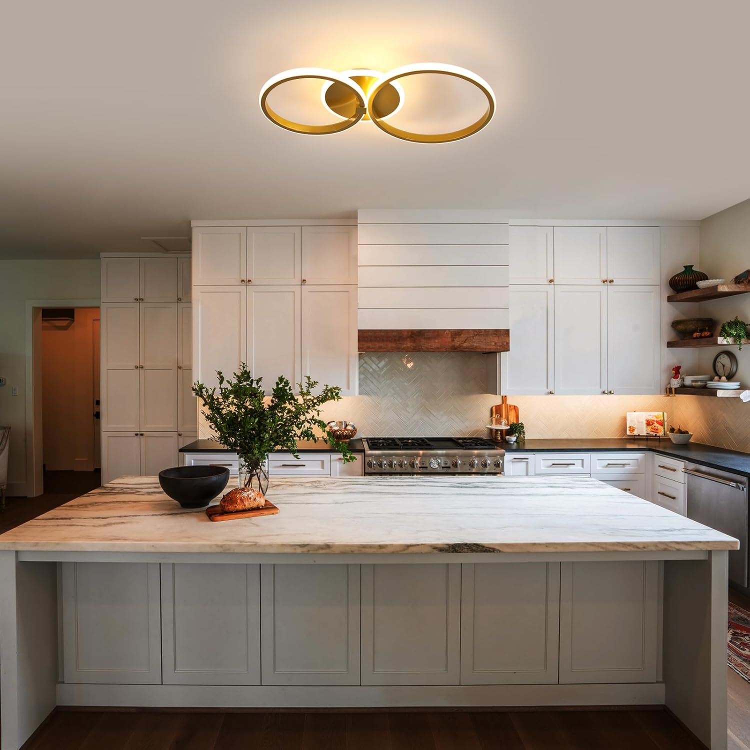 Ceiling Light - Gold Acrylic Frame, Warm Light