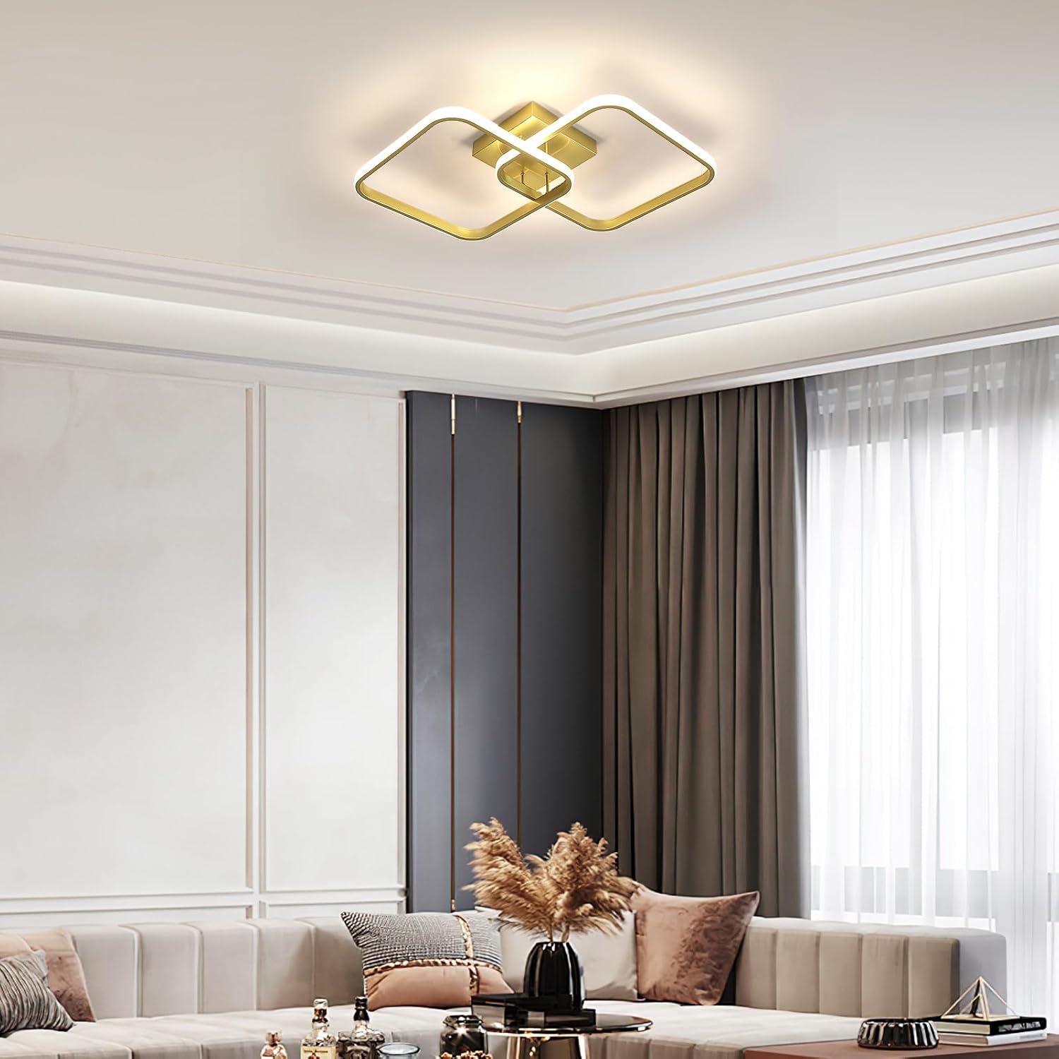 Ceiling Light - Gold Aluminium Frame, Natural Light