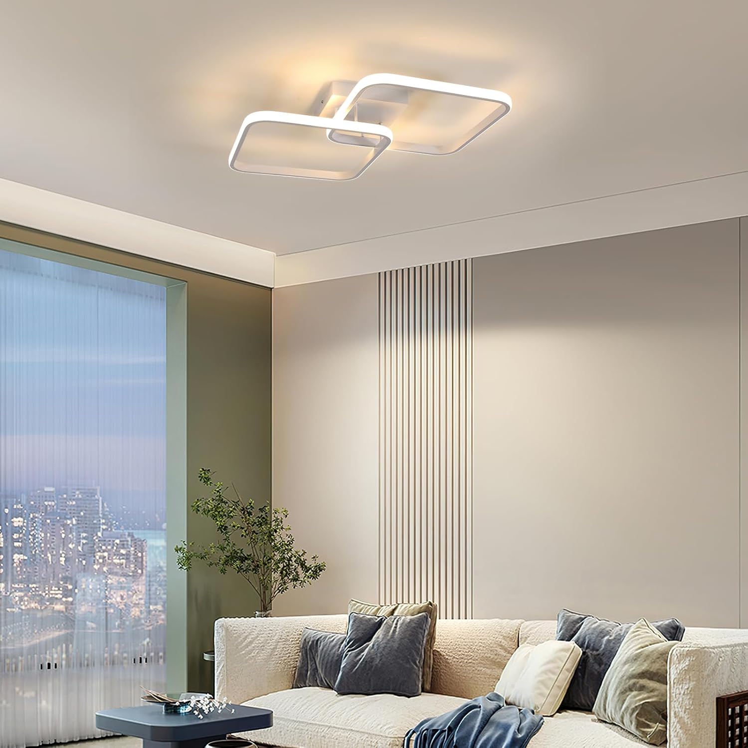 Ceiling Light - White Aluminium Frame, Warm Light