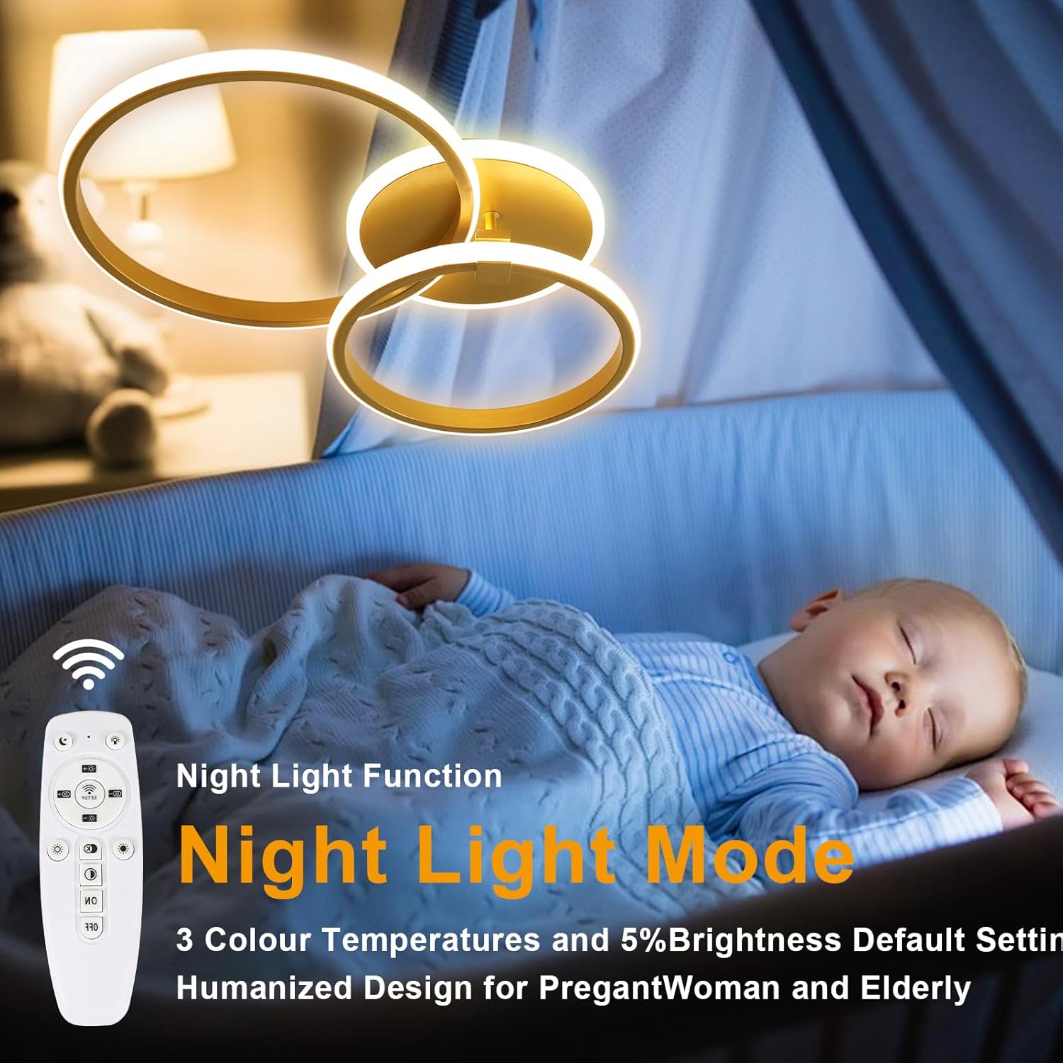 Ceiling Light - Gold Acrylic Frame, Tunable and Dimmable