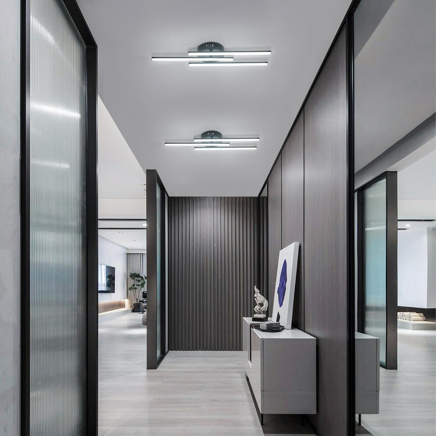 Ceiling Light - Black Aluminium Frame, White Light
