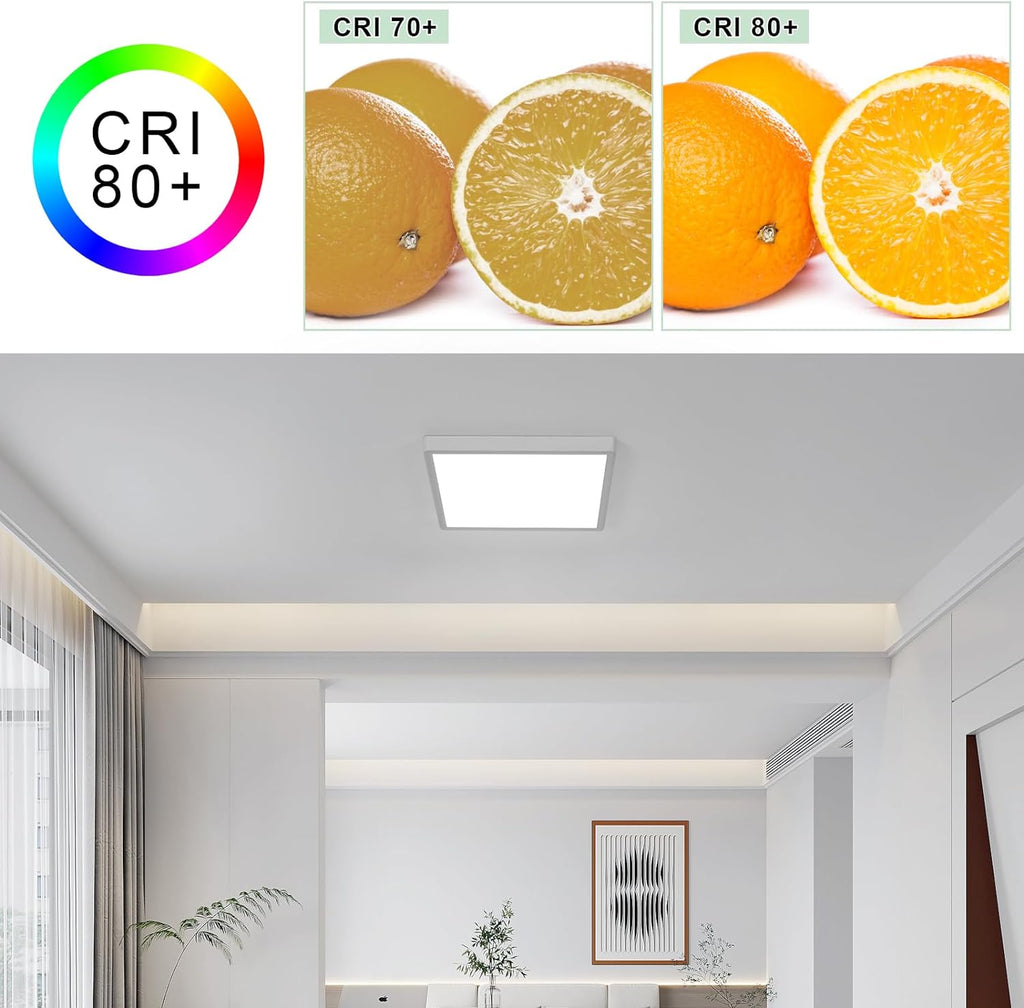 Ceiling Light - White Plastic Frame, White Light