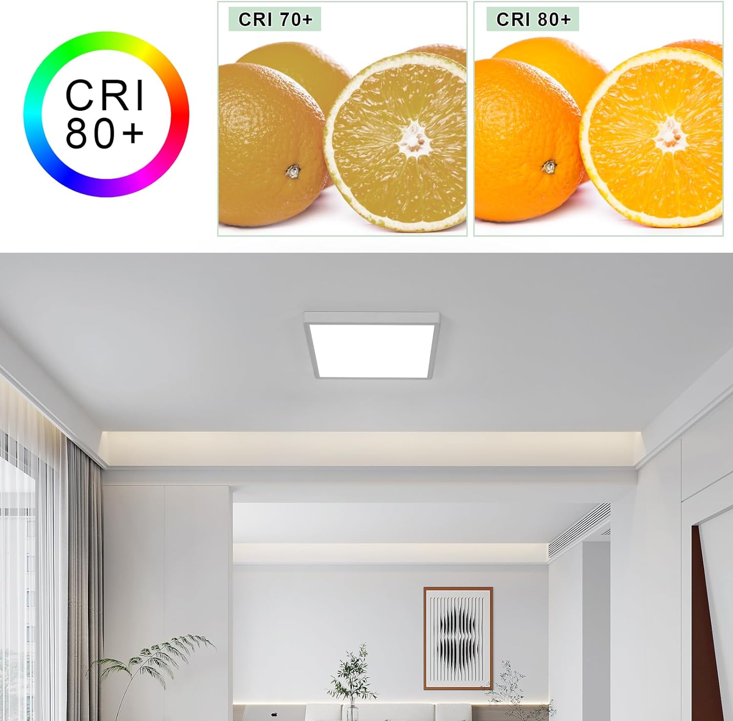 Ceiling Light - White Plastic Frame, White Light