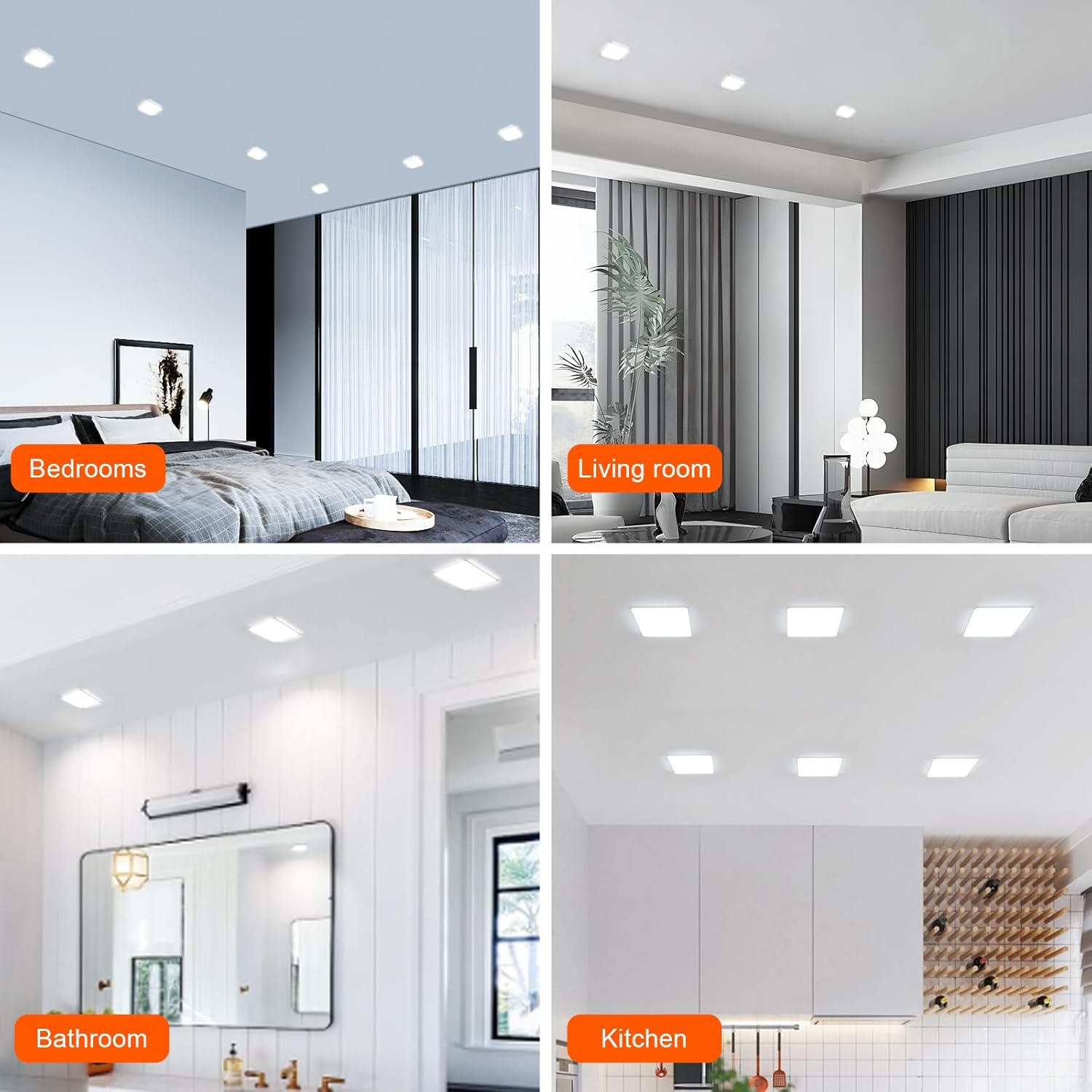 Comely - LED Recessed Downlight, 230V, Flat, 120mm, 6 Units, Cool White Spotlight, 6500K, 18W, 1170 lm, for Bathroom, Living Room, Kitchen, White