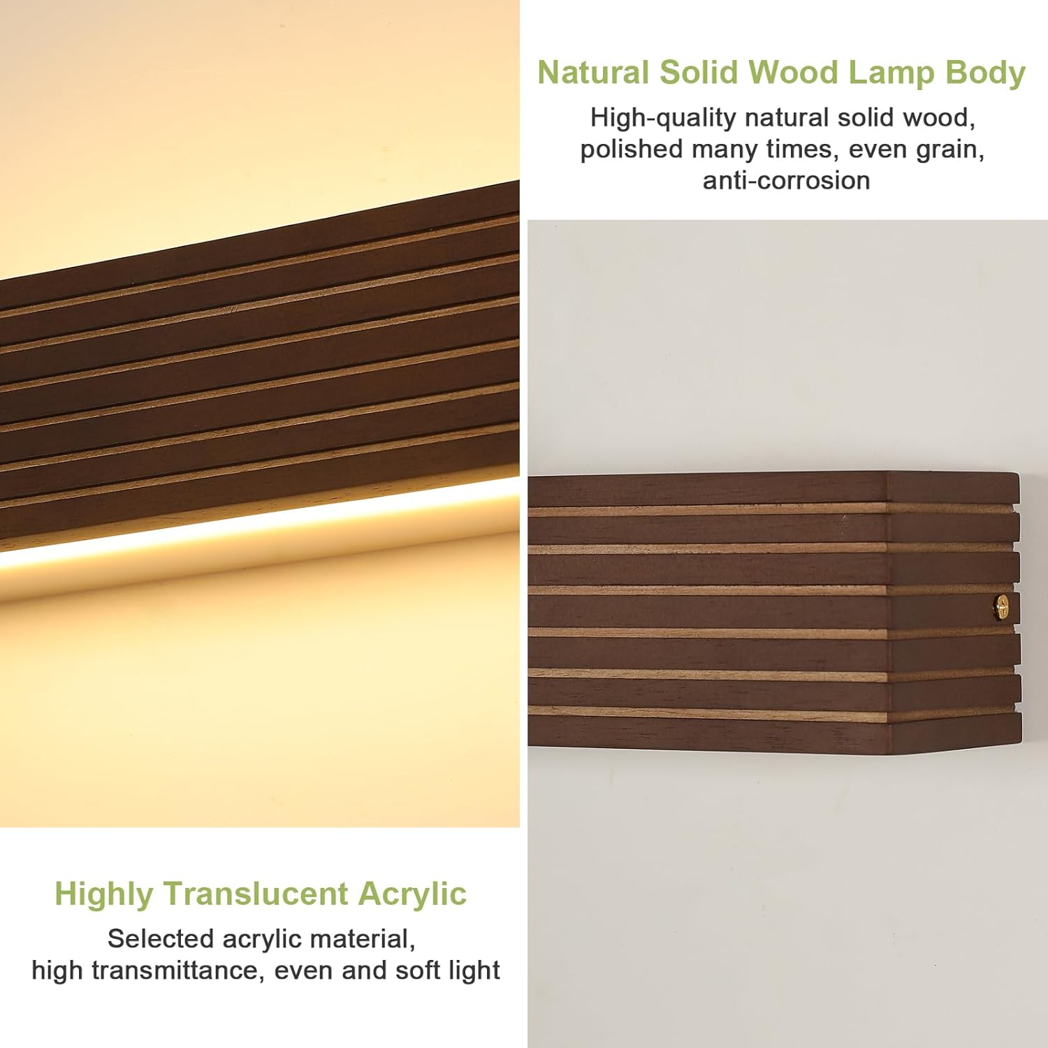 Wall Light - Wood Plastic Frame, Warm Light