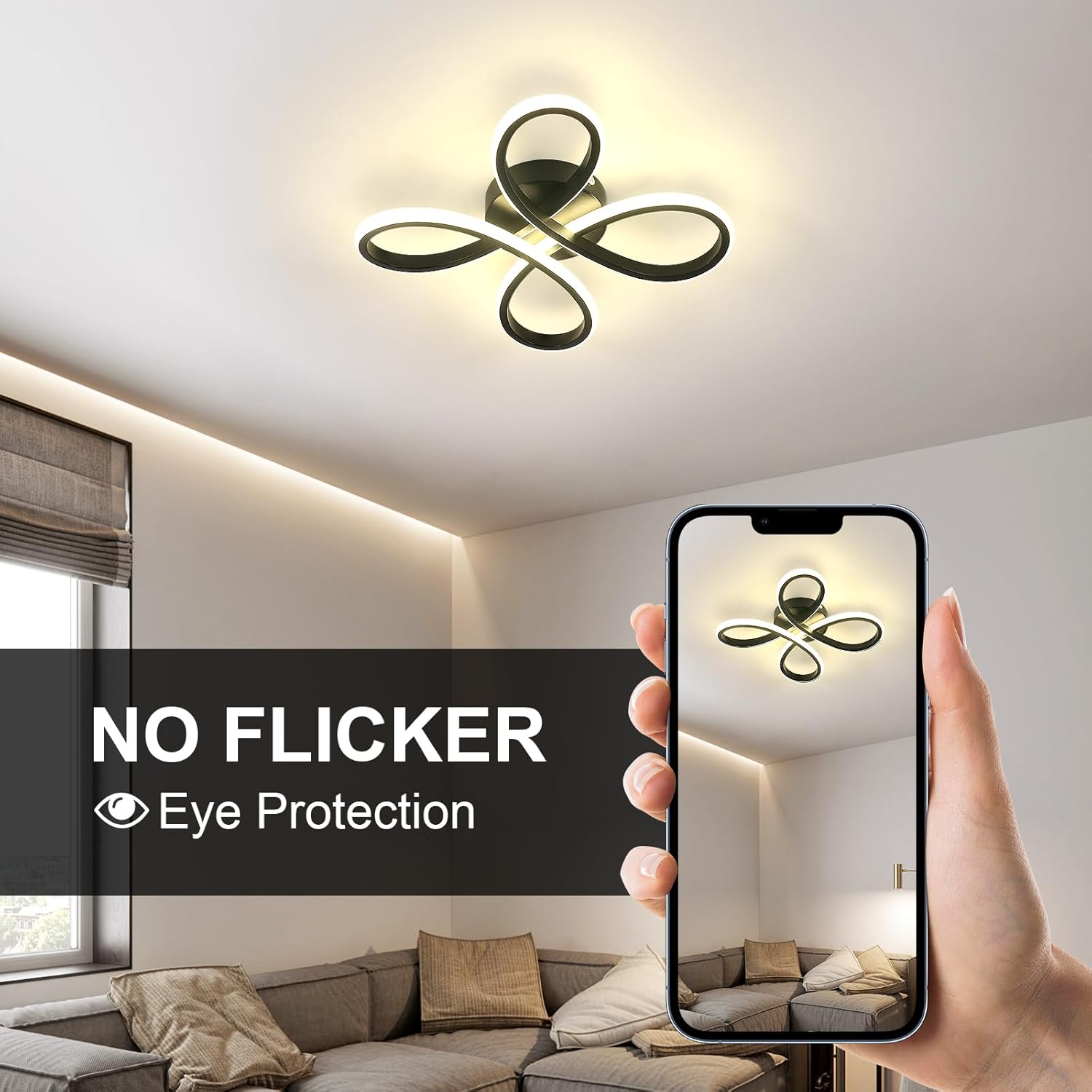 Ceiling Light - Black Aluminium Frame, Natural Light