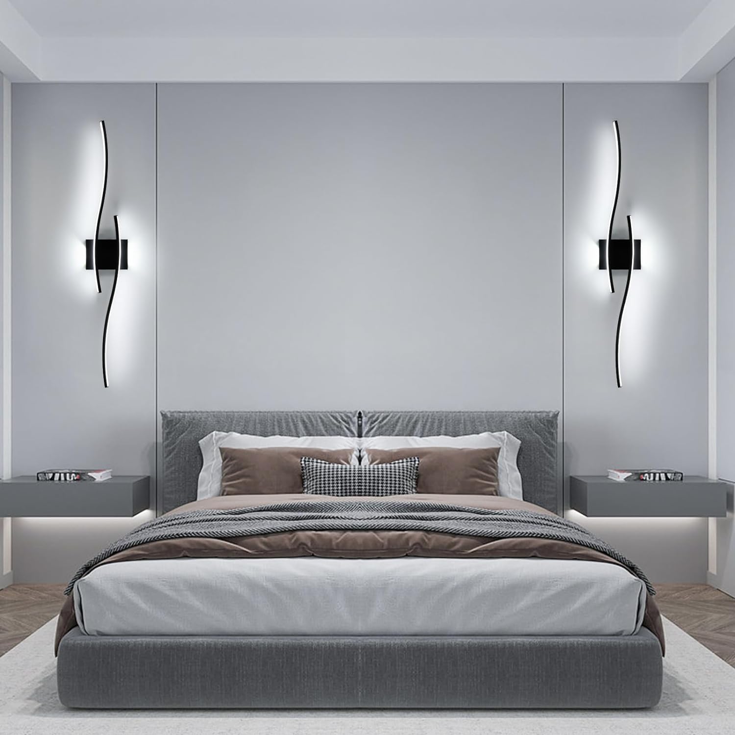 Lampada da parete - Telaio in alluminio nero, luce bianca