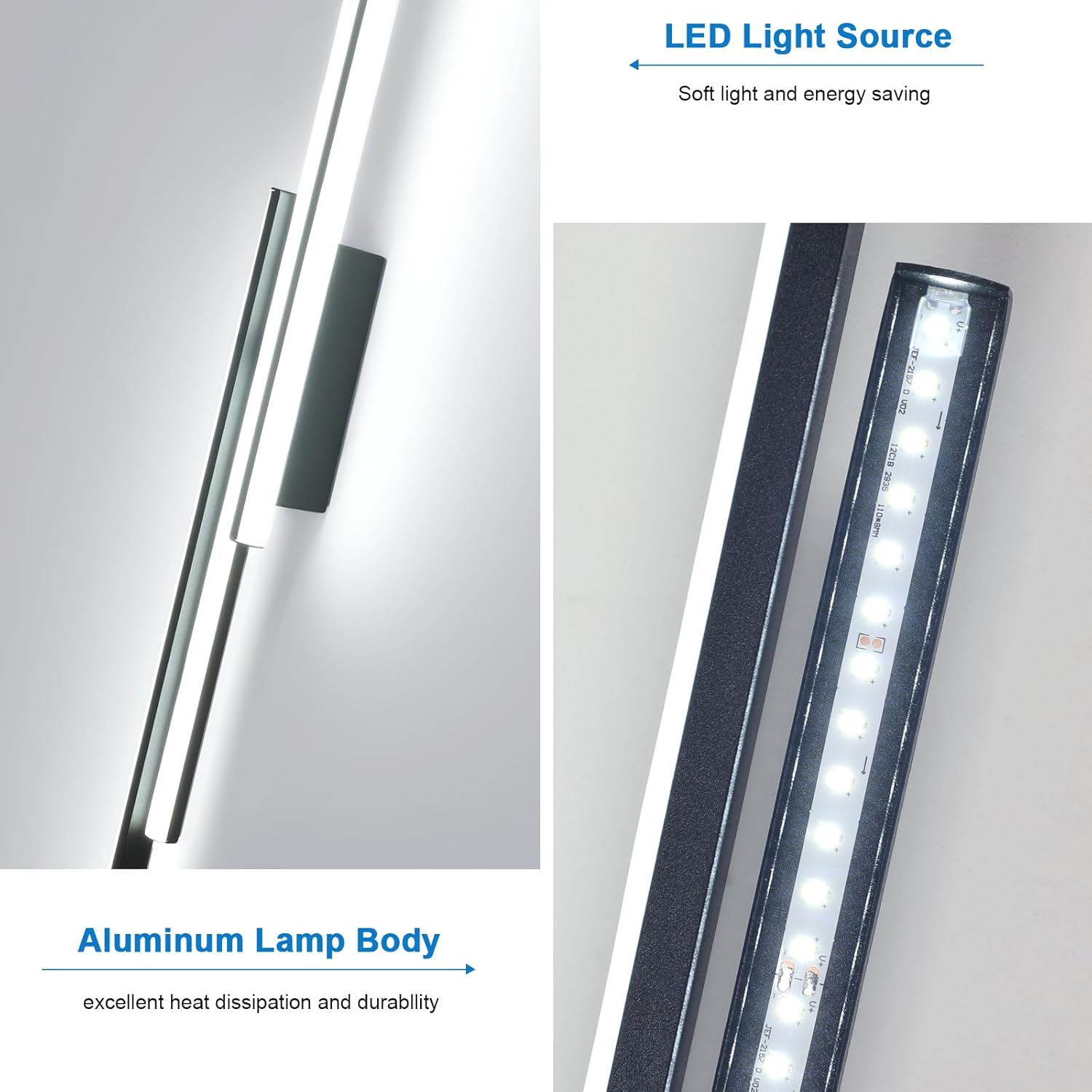 Wall Light - Black Aluminium Frame, White Light