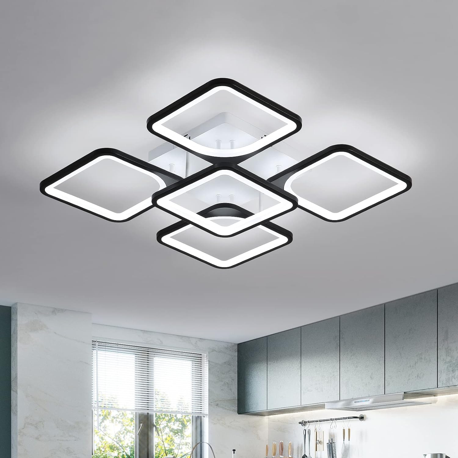 Ceiling Light - Black Acrylic Frame, White Light
