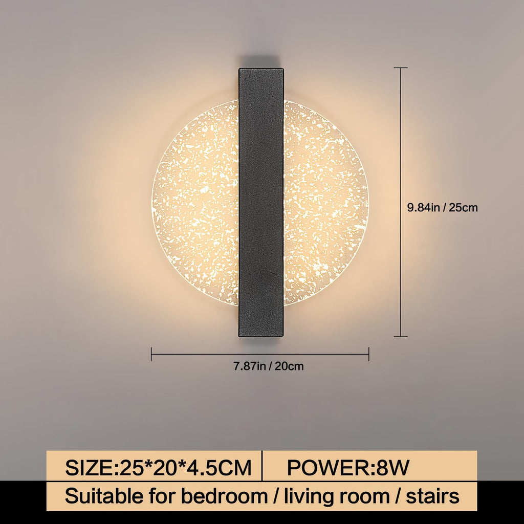 Comely Applique Murale LED 12W, 3 Températures de Couleur 3000K/4500K/6500K Lampe Murale LED Moderne, Noir Applique Murale Intérieure pour Salon, Chambre, Escalier, Couloir