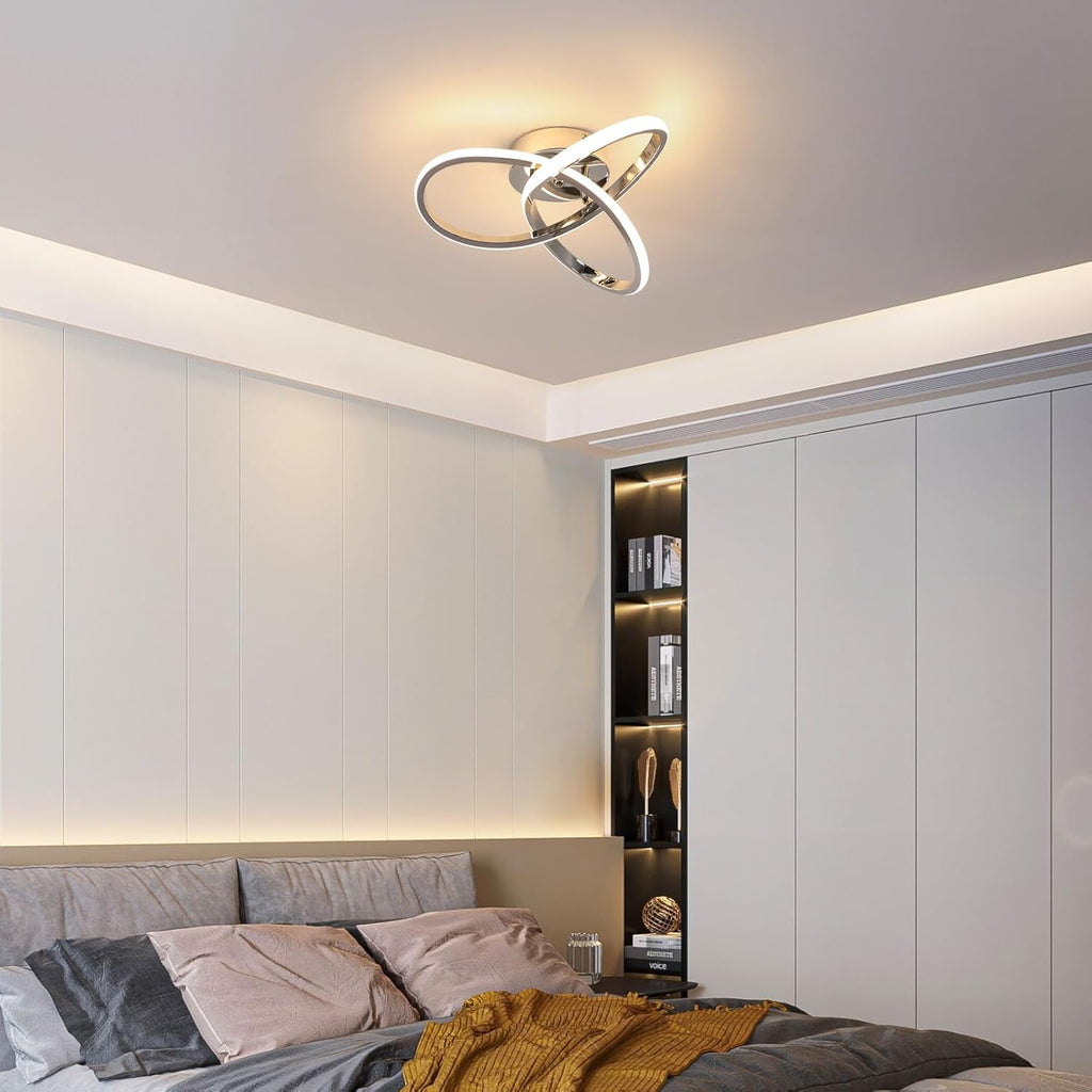 Comely Plafonnier LED Moderne, Luminaire Plafonnier Noir 30W 3375LM, Lampe de Plafond en Forme de Fleur pour Chambre à Coucher, Couloir, Cuisine, Salle de Bain, Lumière Chaude 3000K Dia 30cm