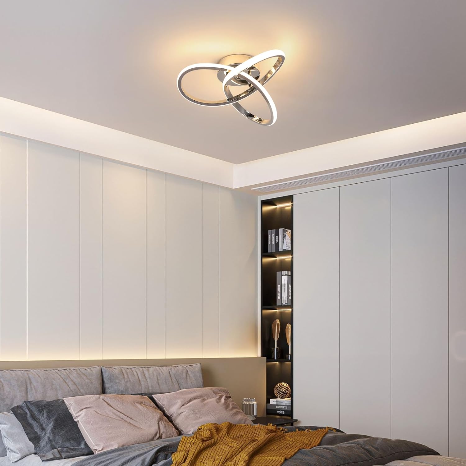 Ceiling Light - Chrome Aluminium Frame, Warm Light