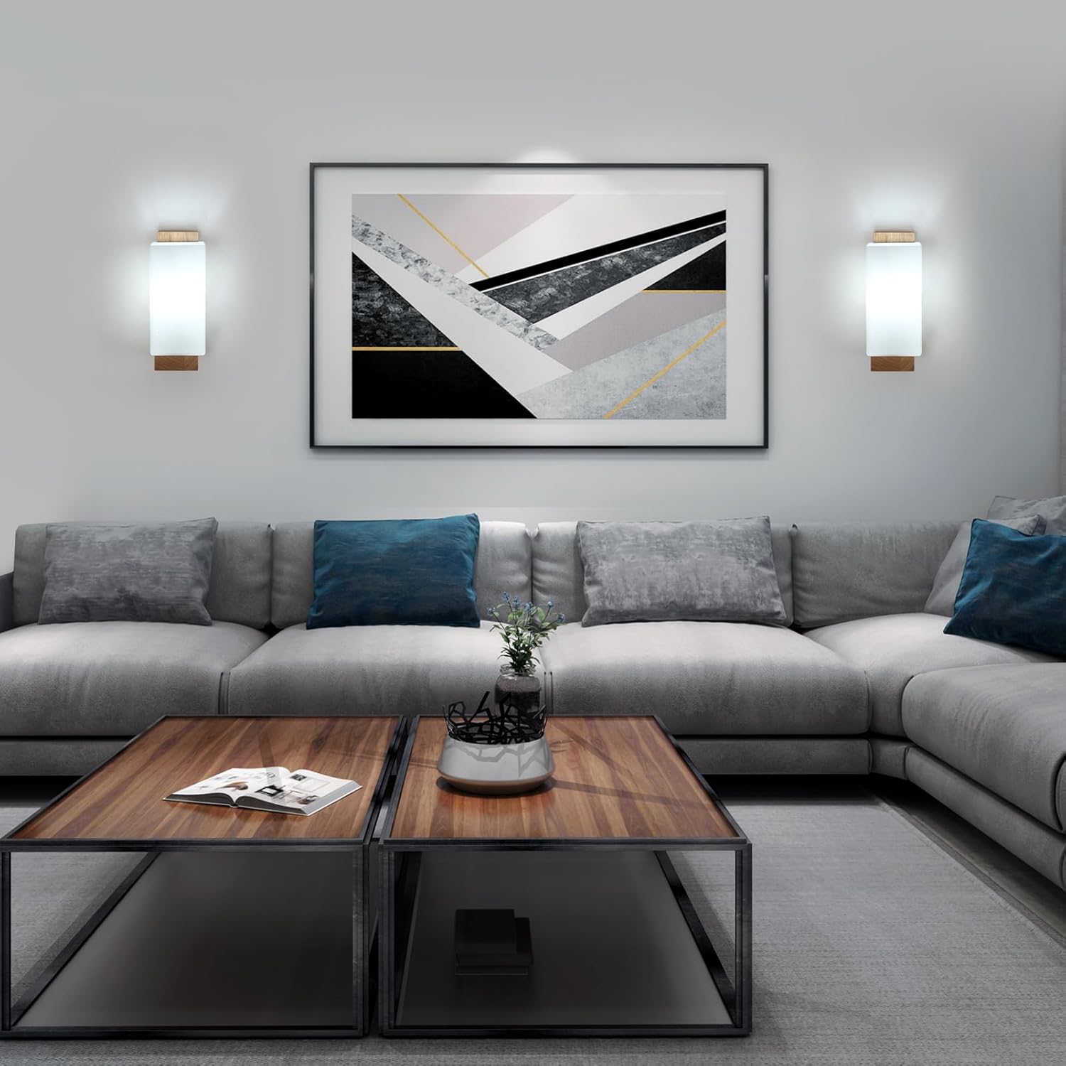 Wall Light - Wood Glass Frame, Tunable