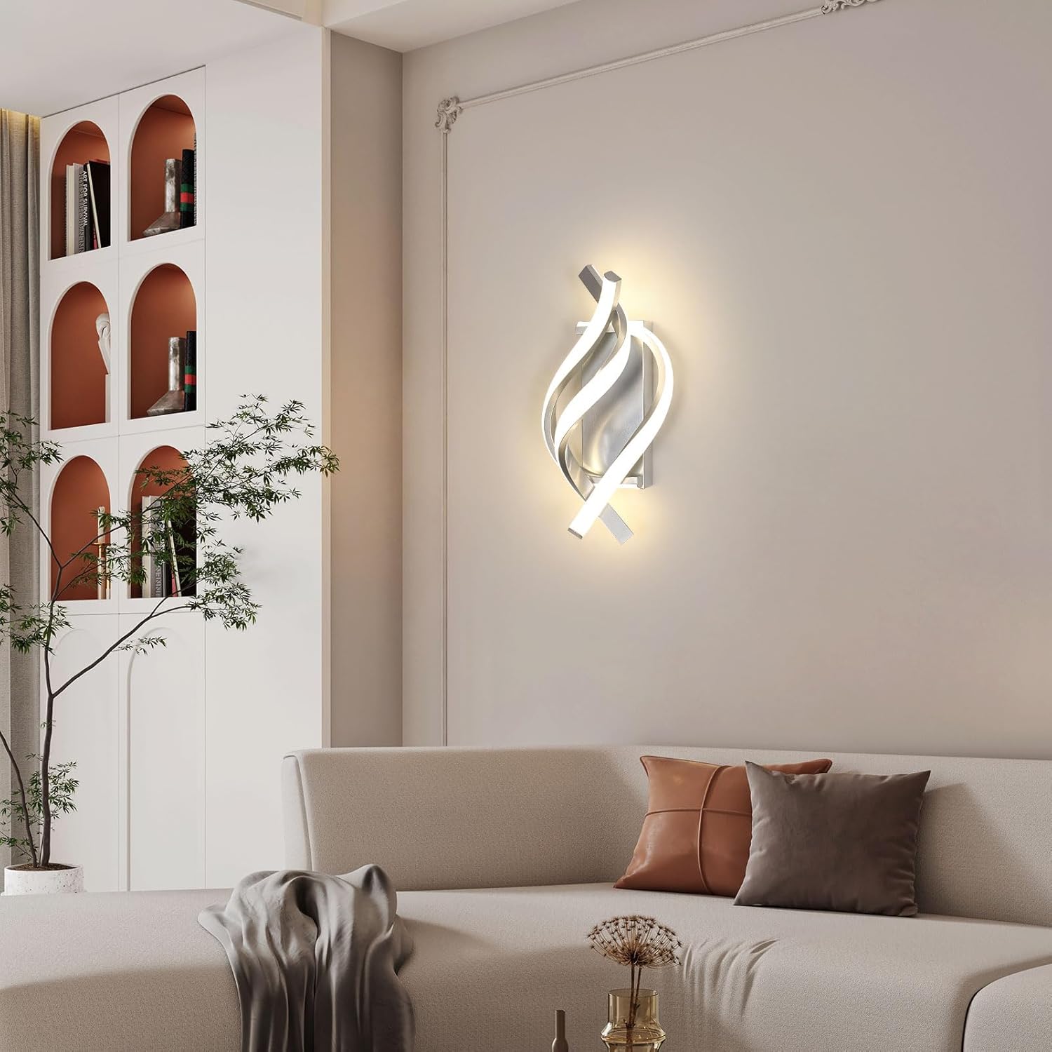 Applique - Cornice in alluminio color argento, Luce naturale